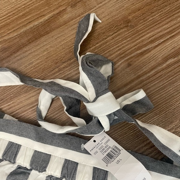 American Eagle Striped Paperbag Wide Leg High Waist Trousers Pants Size Large - Picture 11 of 12